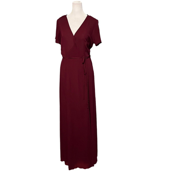 Lulus Burgundy Heart of Marigold Wrap Dress Maxi Vneck Size Small NWT - Picture 4 of 9